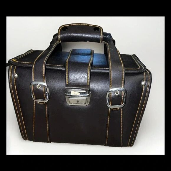 Vintage Hinomoto Brown No. 48 Japan Shoulder Strap No Key Camera Bag - Picture 2 of 11